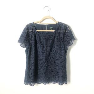 J. Crew Lace Blouse Navy Size 10